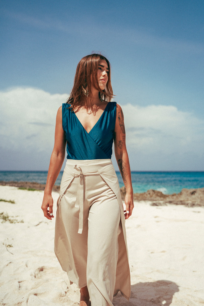 Pantalón Culotte Champaña
